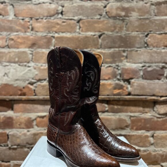 Lucchese Full Quill Caiman Cowboy Boots - Picture 5 of 10